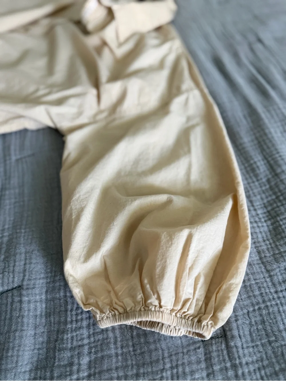 Free People Misha Mini Dress Tan Tiered Button-Front Balloon Sleeve Size L